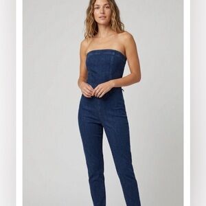 Vintage Studio strapless denim/ jean jumpsuit/ romper sz 4